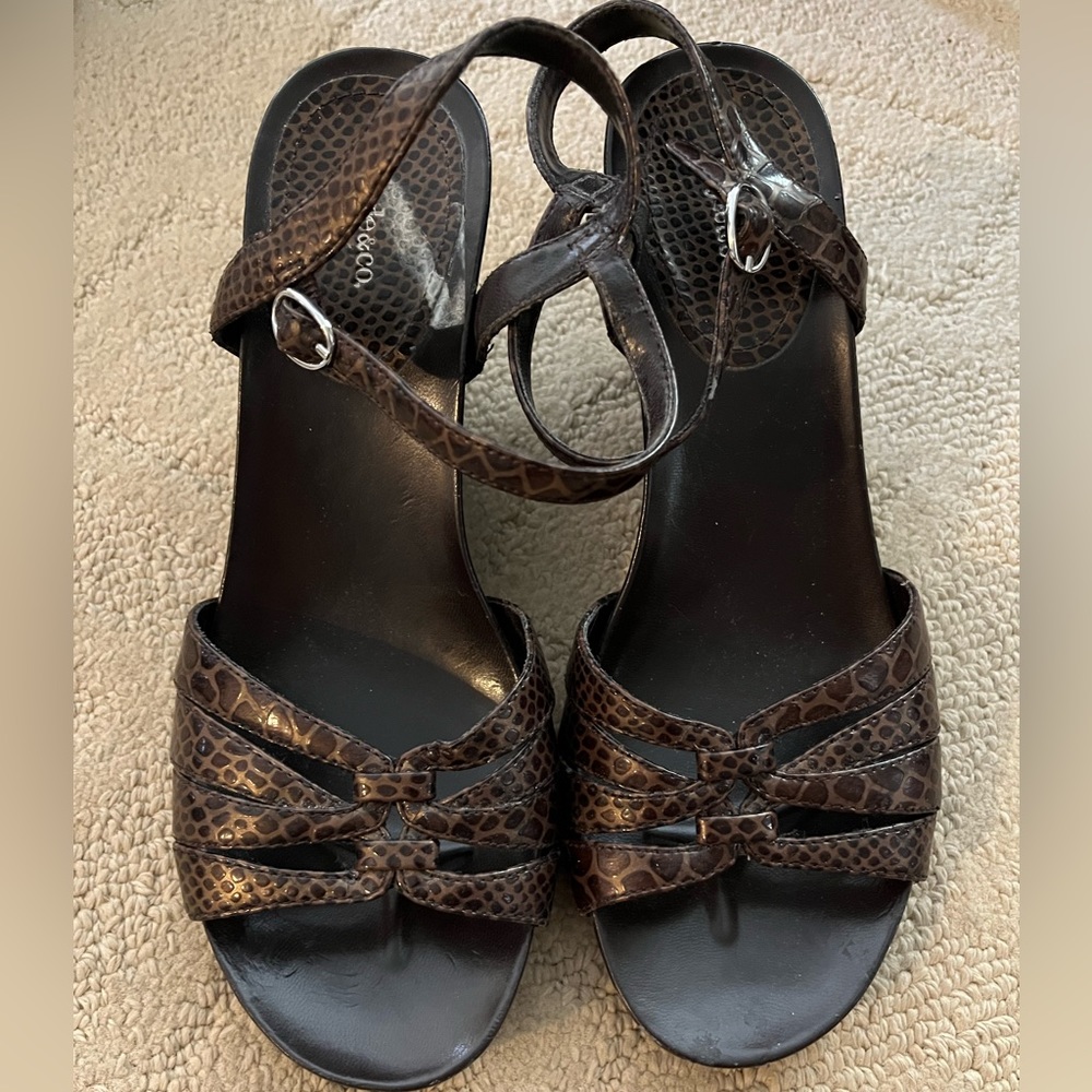 animal print wedged heels